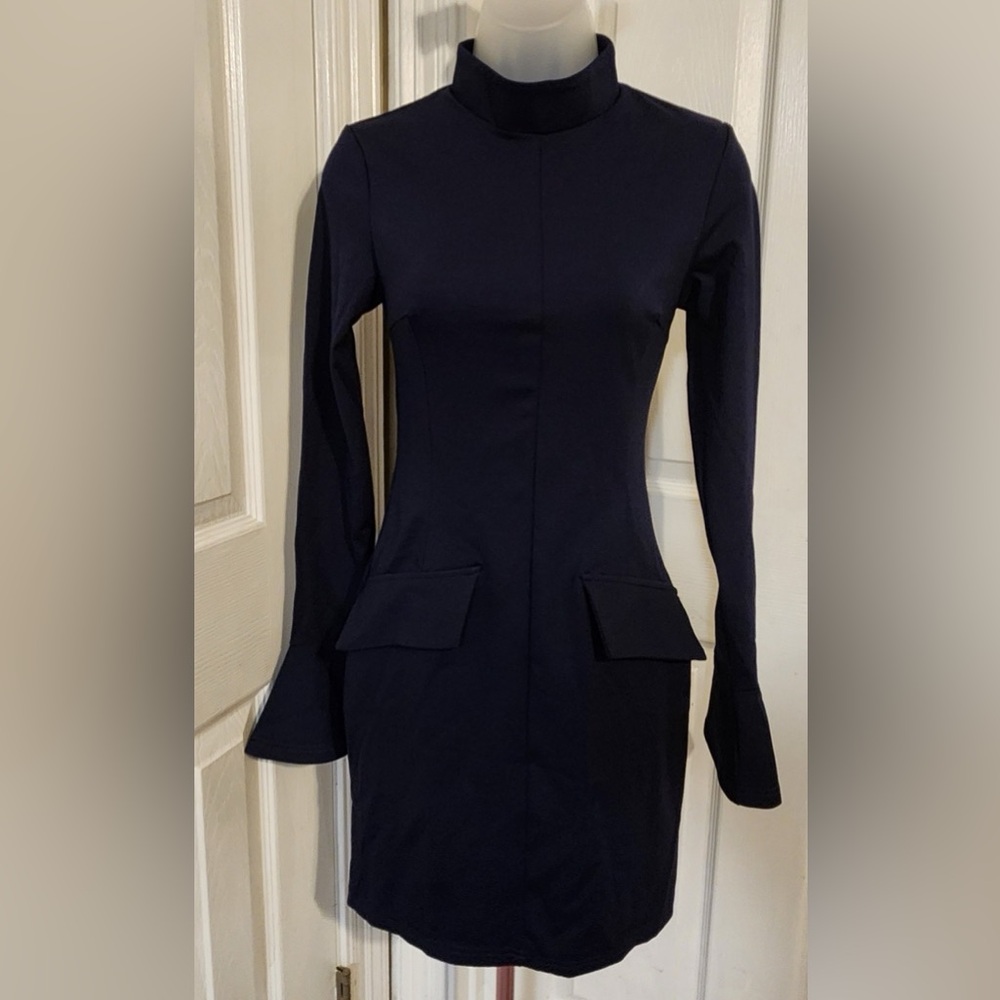 Navy Blue Long Sleeve Cocktail Dress